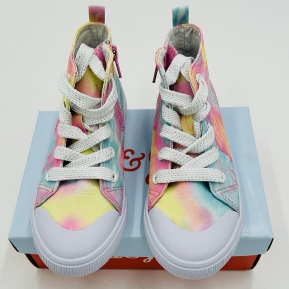 NIB Cat & Jack Toddler Girls Karma Zip Up High-Top Canvas Sneakers Tie Dye Sz 12 - Picture 3 of 6